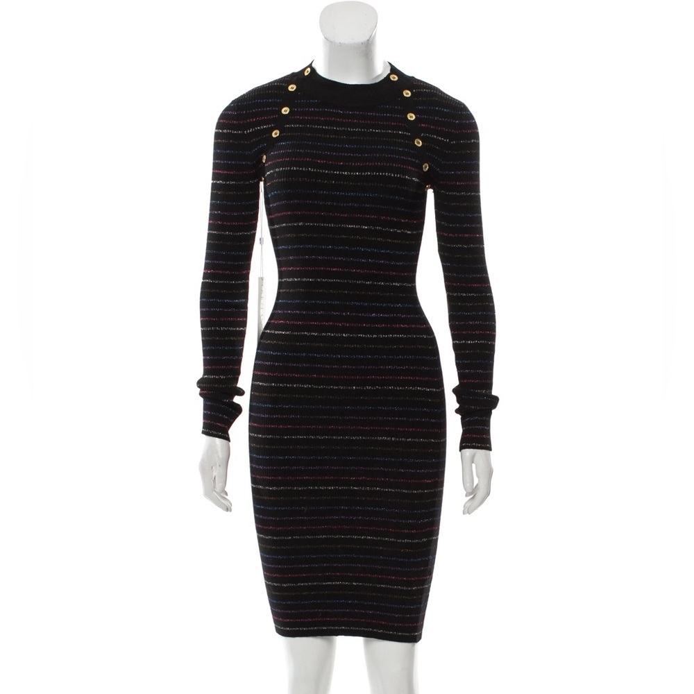 AS SEEN ON TV! Viral Ronny Kobo Collection Lcarus Knit Metallic Striped Dress